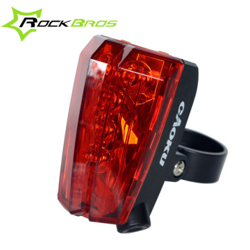 ROCKBROS hoyou Bike Cycling Rain-proof ABS Tail Light Bicycle Rear Warning Light 5 Leds & 2 Laser Beams,Bicycle Accessories