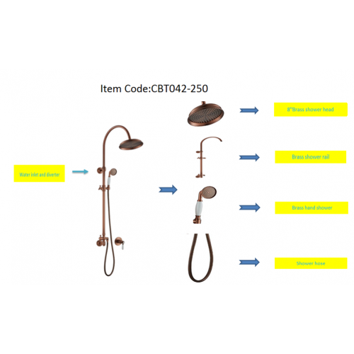 Terno de coluna de chuveiro de bronze antigo vermelho