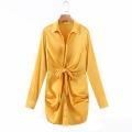 Women's Satin Deep Collar VNeck Dress