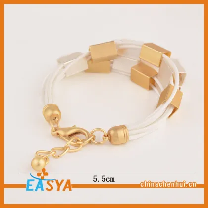 Fashion Handmade Bracelet Multilayer Black And White Rope Gold Plated Bracelet