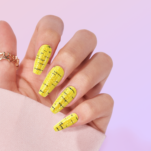 24pce/set 3D yellow color stripe false nail kit