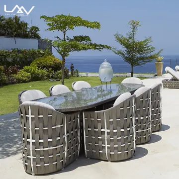 Outdoor Garden Patio Dining Set with Rattan and Aluminum Frame for Leisure and Restaurant Use