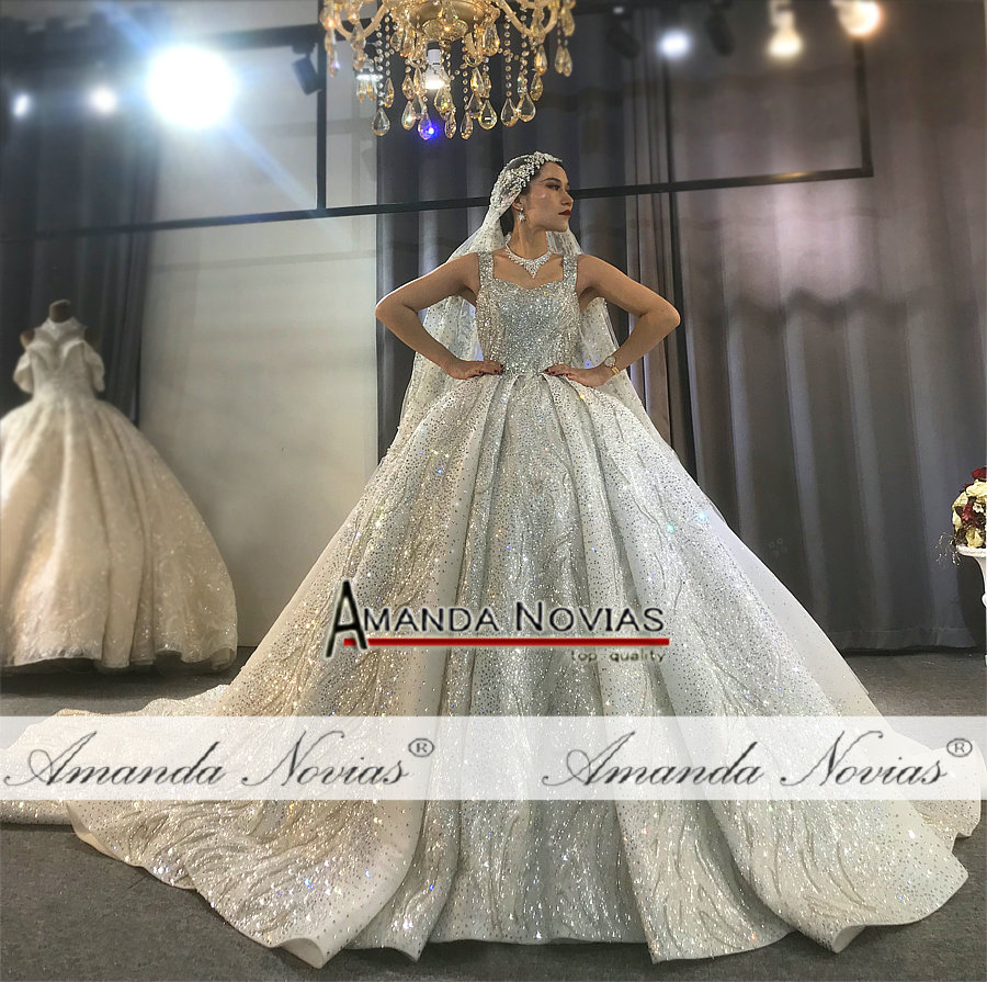 Dubai Luxury Heavy Beading wedding dress sparkling bridal dress 2020 Amanda Novias brand real work