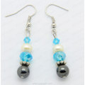 hematite round crystal beads earring