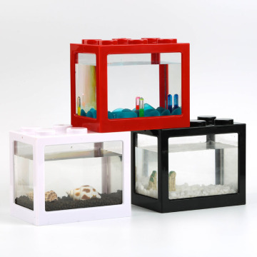 Mini Transparent USB LED Lighting Betta Fish Tank - 10 Color Options, 2pcs Pack