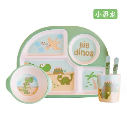 Nature Bamboo Fibre Kids Baby Dinner Set with Animal Prints