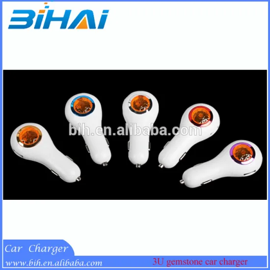 mini usb phone gem 3 ports usb car charger with LED light