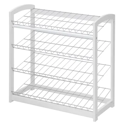 Modern Adjustable Solid Wood and Metal Shoe Rack - Portable Design