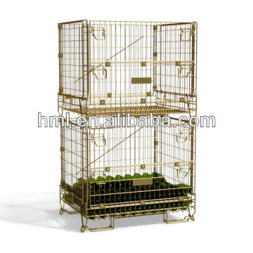 Foldable and stackable metal steel wire frame storage box