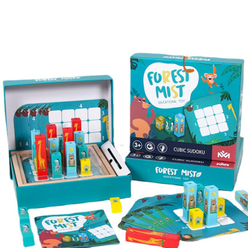 3D Nine Squares Entry Advanced Games: Parent-Child Interaction Logic Table Wooden Chess, Foggy Forest & Sudoku Puzzle