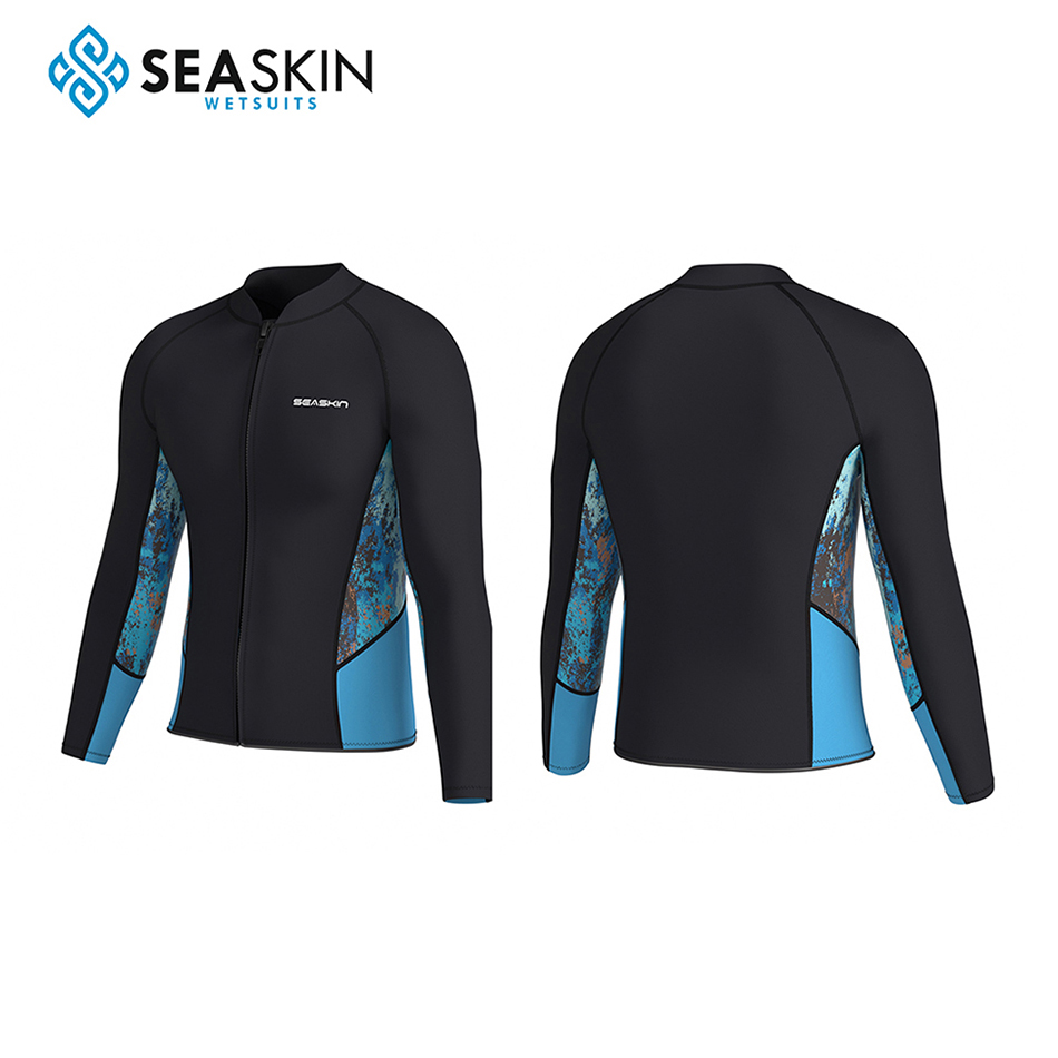 Seaskin 3mm Neoprene Front Zip Camo Wetsuit ด้านบน