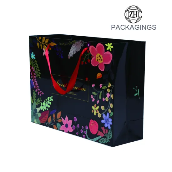 Apparel shoppping paper bag flat bottom