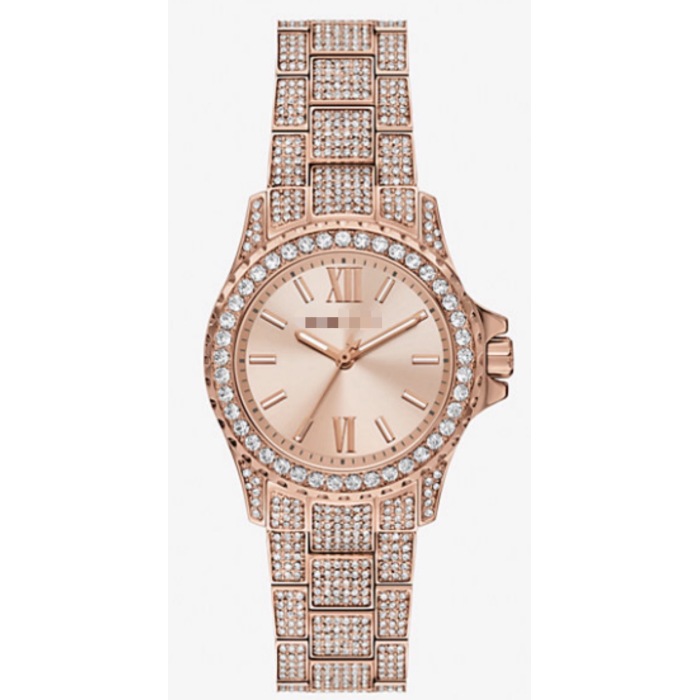 Reloj de cuarzo para mujer de cuero repujado de cocodrilo con bisel de cristal en tono dorado de 38 mm