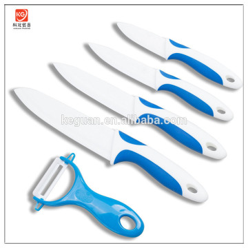 KG-N1012 Ceramic Knives with Sheaths 5 Pieces with Color Handle 6 Inch 5 Inch 4 Inch 3 Inch Ceramic Knife and Peeler (5 Pieces)