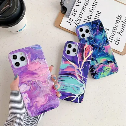 Luxury Electroplate Gradient Soft IMD Coque Phone Case for iPhone 15 Pro Max 13 12 11 Pro Max 14 Pro Max