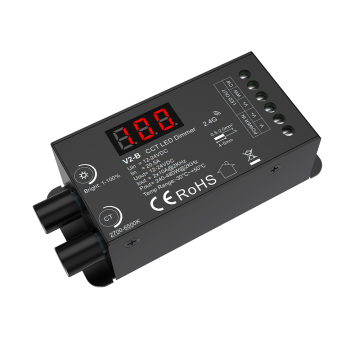 V2 2.4G CCT LED Controller - Dual Knob Dimmer for 12V/24V LED Tape