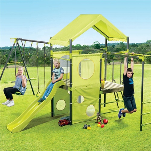 Double Color Swing Outdoor Children Metal Playground kids Swing Slide Set Supplier