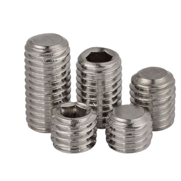 Set of M6-M12 304 Stainless Steel Fine Tooth Set Screws with Headless Inner Hexagon and Flat Ends - Metric Size