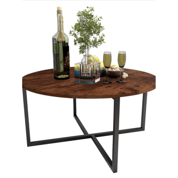 Detachable Solid Wood Vintage Coffee Table with Black Metal Frame