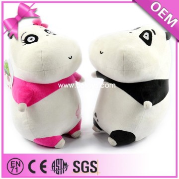 One Pair Boy And Girl Pink And Black Cute Eyes Clumsy Plush Toy Hippo