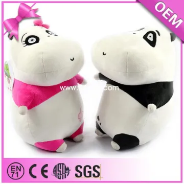 One Pair Boy And Girl Pink And Black Cute Eyes Clumsy Plush Toy Hippo