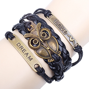 Accessori tessuti cavo Bracciale in metallo originali bracciali di gufo bronzo d'epoca unico sogno amore infinito
