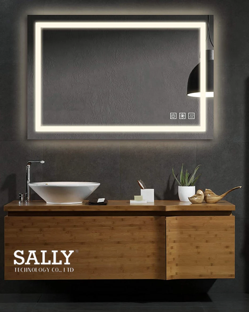 Sally Salle De Bains LED Miroir Tenture Murale Capteur Tactile Interrupteur Dimmable Lumière Décorative À La Maison Sans Cadre Miroir Vertical ou Horizontal