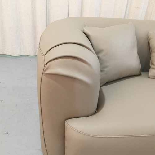 Sofa Kulit Itali Lengkung Moden untuk Ruang Tamu
