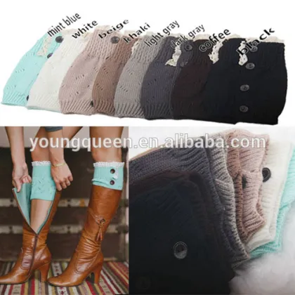 NL26 OEM warm wool socks knee sock button hollow leg sock