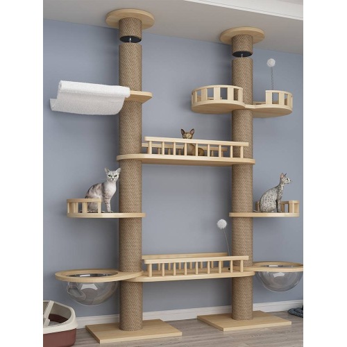 Adjustable Height Luxury Cat Tower Scratching Post Wooden
