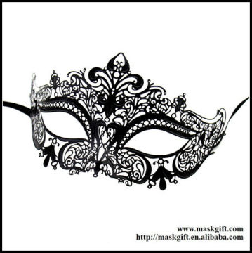 Stunning Masks! Gloss Black Venetian Luxury Plain Metal Laser Cut Masquerade Masks MB009-BK