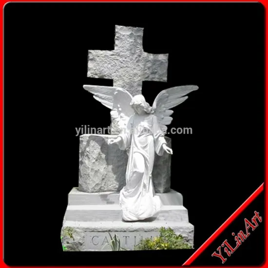 White Granite Stone Tombstone Angel Statue