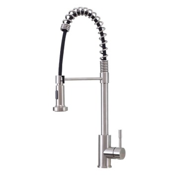 Pull down flexible spring brass water mixer tap stainless steel brushed kitchen sink faucet