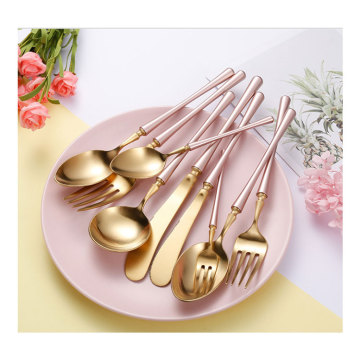 9 Piece Luxury Rose Gold Stainless Steel Wedding Event Flatware Set - Spoon Fork Knife