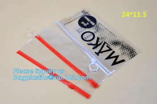 Swimwear toiletry PVC Vinyl Bag With Slider Ziplock, Slider zipper Clear pvc bag for package Vinyl, snap button PVC EVA swimwear