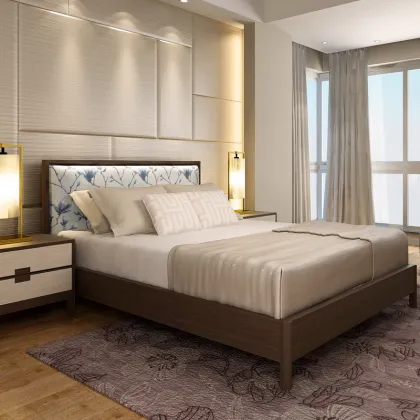 Modern style bed soft by solid wood