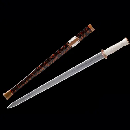 Elegant Red Spray Painted Chu Sword Han Dragon Auspicious Cloud Decoration