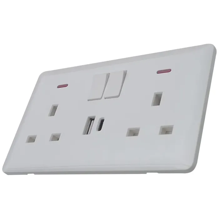 Soket Sakelar 2-Gang DP 2-Gang yang Diindikasikan Neon 13A