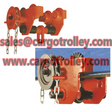 Geared traveling trolley application