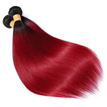 Free Shipping Two Tone Ombre 1b/burgundy# Straight Wave Hair Bundles Virgin Brazilian Human Hair