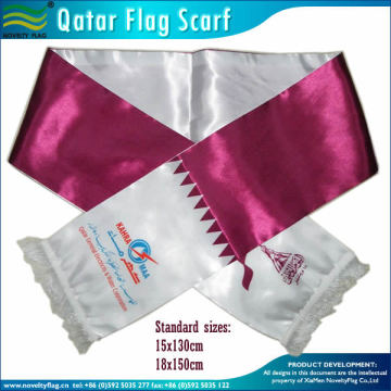 2015 Qatar national day satin Qatar flag scarf