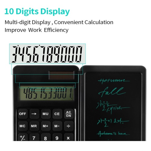 Calculatrice noire multifonction avec bloc-notes