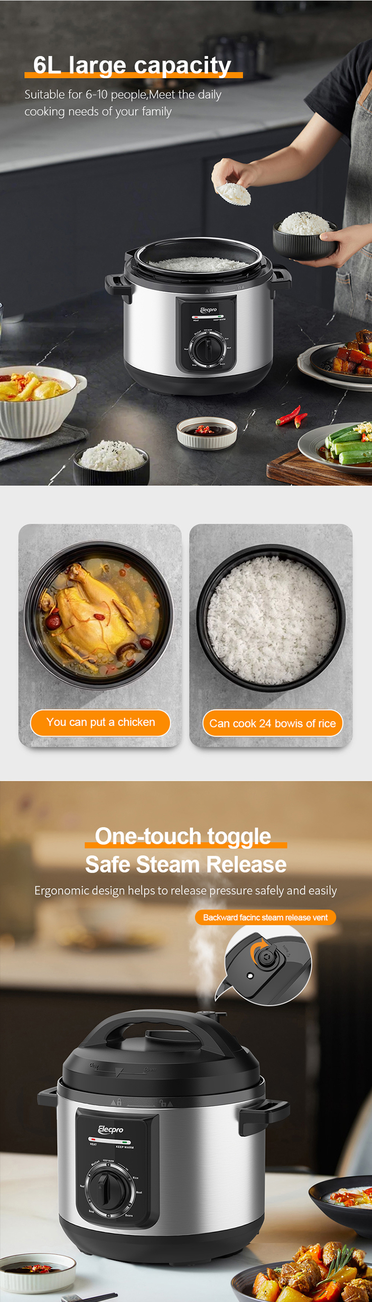 6L Knob Panel Pressure Cooker (3)