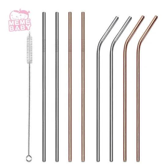 Food Grade BPA Free Custom Eco Products Best Selling New Product Ideas 2020 Straight Bent Long Metal Stainless Steel Straw