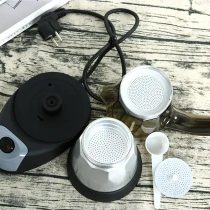 300ML Electric Italian Top Moka Coffee Pot Percolators Tool Filter Cartridge Stainless Steel Electrical Espresso Maker