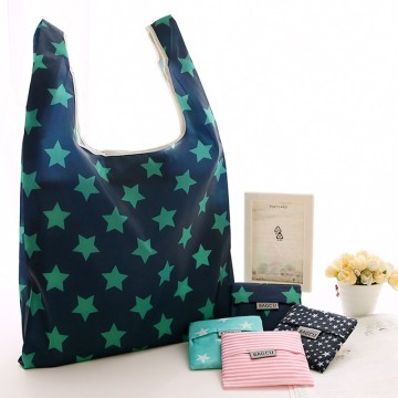 Custom Logo Polyester Folding Shopping Bag with Pouch