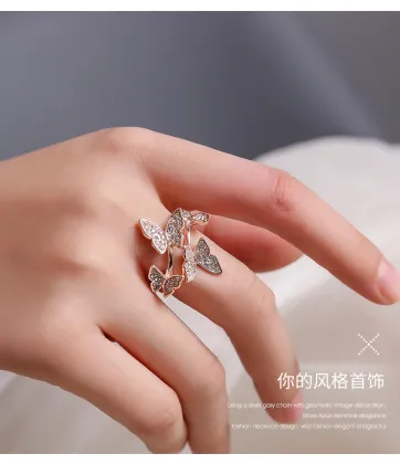 High Quality Diamond Charm Ring for Women - Elegant Bling Butterfly Ring
