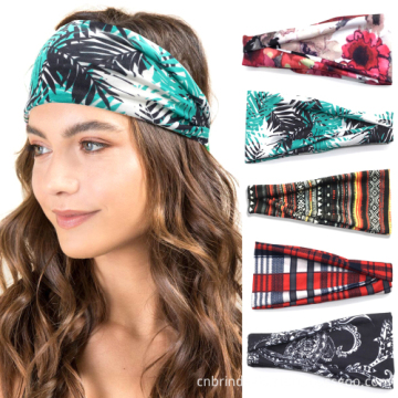 Cotton Women Headpiece Stretch Hot Sale Turban Hair Accessories Headwear Yoga Run Bandage Hair Bands Headbands Wide Headwrap