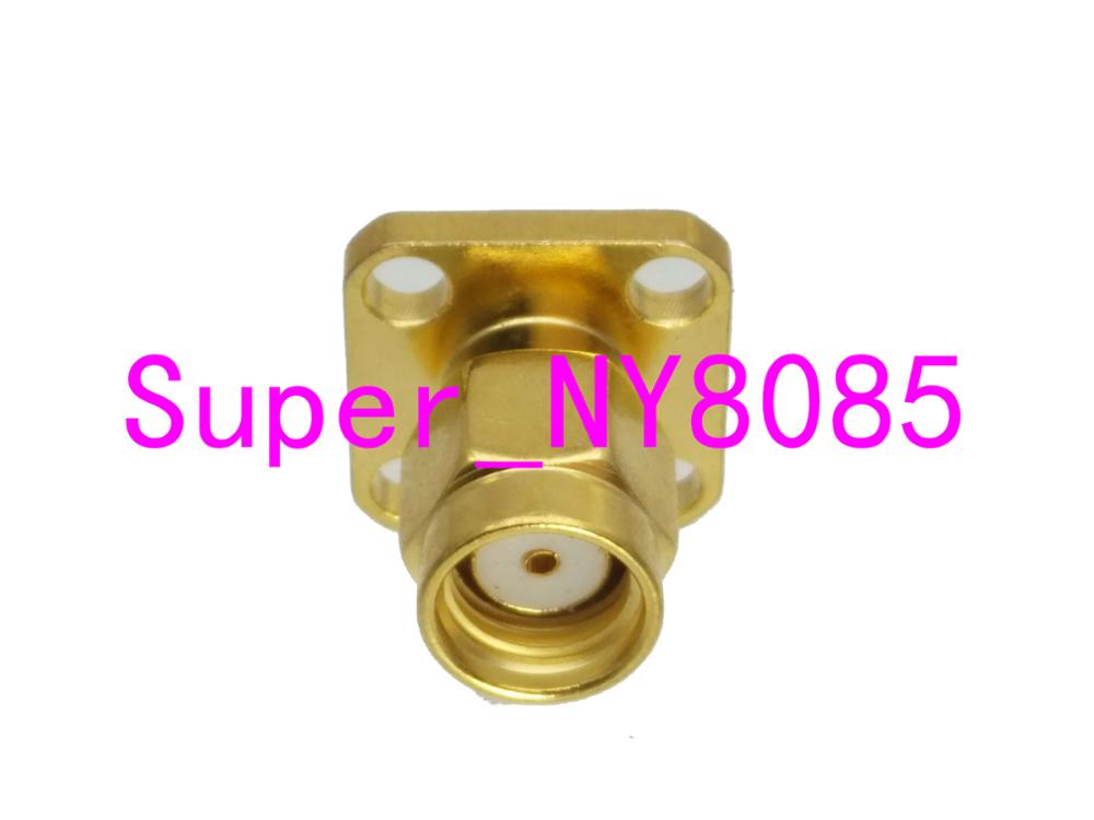 Connector RP.SMA male jack 4-hole 12.7mm flange solder panel mount straight