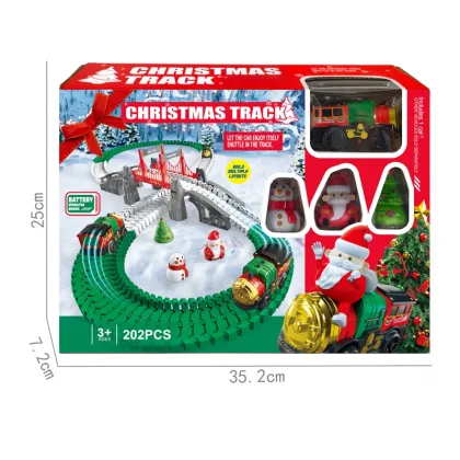 Classic Christmas Electric Railway Train Set with Track and Slot Toys